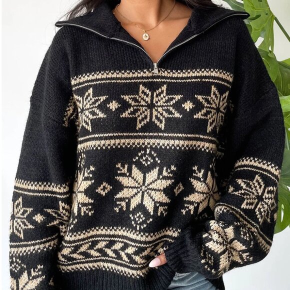 NWT Grey Bandit Black & Cream Warm Me Up Sweater Medium - Picture 5 of 9